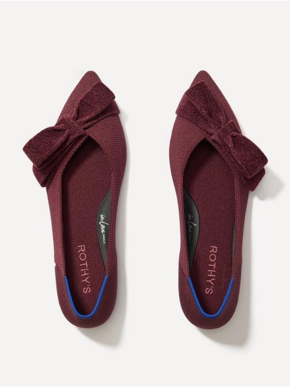 Rothy's Syrah Bow Point II Pointed Toe Flats size 9.5 New in Box!